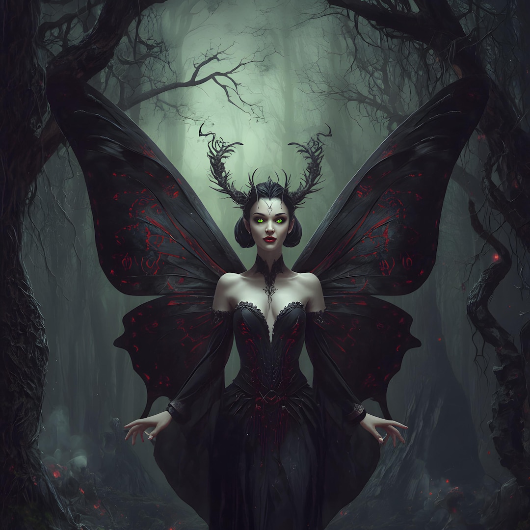 Gothic Fairy Queen Art | Dark Fantasy Skeletal Wood Decor 4K Print ...