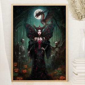 Gothic Fairy Queen Print | Halloween Dark Fantasy Wall Art (digital ...