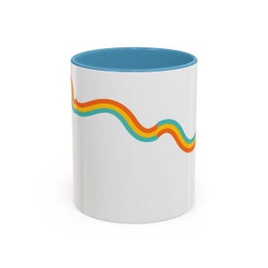 Vibrant Accent Coffee Mug | Rainbow Line Design | Colorful Drinkware for Coffee Lovers | Unique Gift for Home & Office