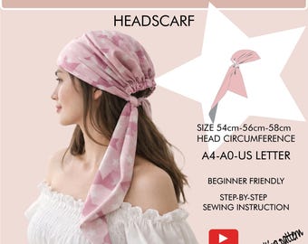 Headscarf Turban Sewing Pattern – Elegant Style (PDF Pattern, Sizes 54-58cm)
