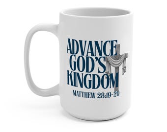 Tasse de logo d'église de cou d'Asbury Town, 15 oz | Église Méthodiste Unie