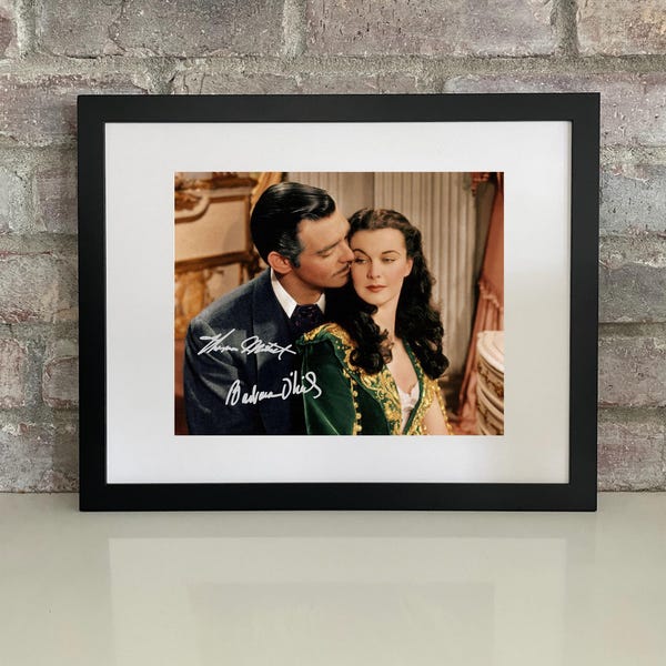 Gone with the Wind – Clark Gable and Vivien Leigh as Rhett & Scarlett Reprint Autographs 8x10 Photo Framed or Unframed