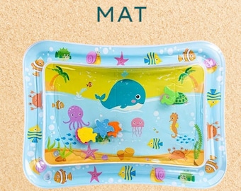 Babywaterspeelmat – Buikligmat met oceaan-thema en drijvende zeedieren – Sensorisch ontwikkelingsspeelgoed voor baby's en peuters