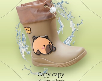 Waterdichte, antislip regenlaarzen voor kinderen, geschikt voor jongens en meisjes, met elastische band.