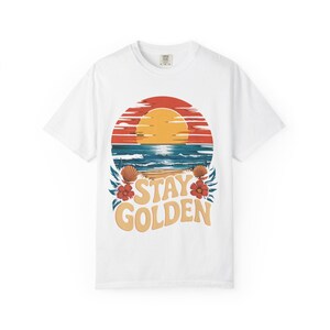 Unisex Garment-Dyed T-shirt - Stay Golden Graphic Tee, Beach Vibes Shirt for Summer, Vacation Wear, Gift for Sun Lovers, Casual Wear