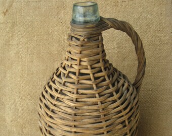 Vintage French Wicker Demijohn