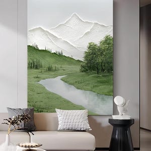 Large Abstract Mountain Oil Painting On Canvas, Original Natural Landscape Painting, Mountain Texture Wall Art Custom Living Room Wall Decor