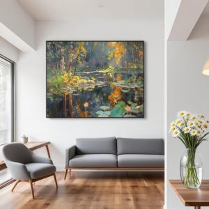 Lotus Pond Painting,Lotus Painting,Oversize Painting,Large Painting,Hand Made Wall Art,Acrylic Painting,Oil painting