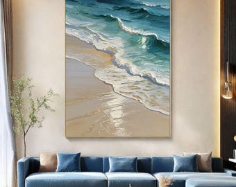 Large Textured Ocean Waves Oil Painting,Original Impasto Beach Art,Coastal Art,Ocean Wave Art,Beach Wall Art,Seascape Painting,Wave Painting