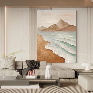 Coastal Oil Set Painting Large Beach Wave Wall Art Textured Canvas Hand-Painted Ocean Seascape Modern Home Decor 3D Artwork
