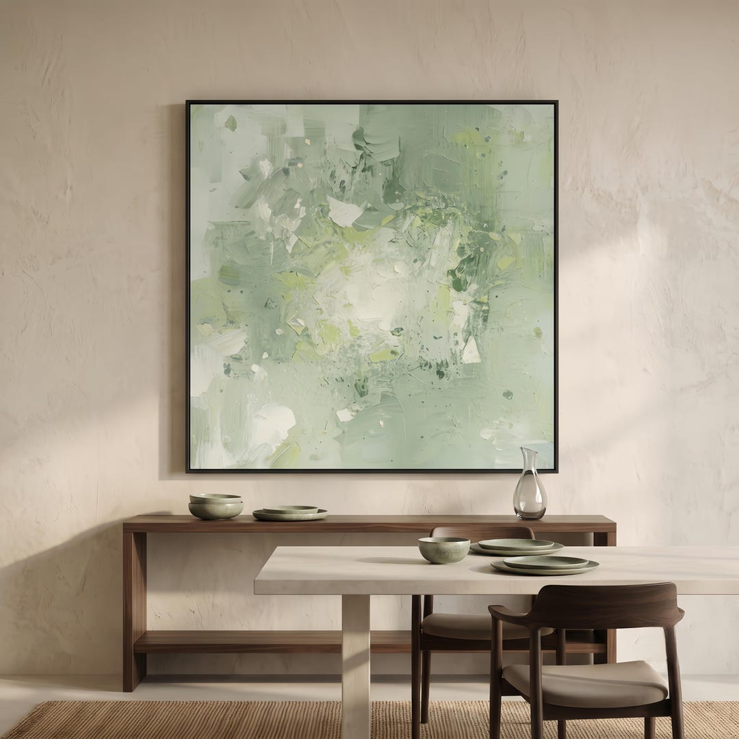 Large Sage Green Abstract Wall Art | Modern Minimalist Textured Canvas ...
