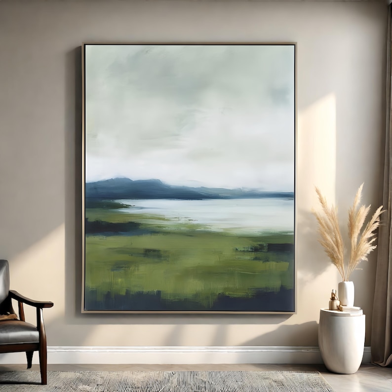 Large Green Oil Painting Original Green Canvas Painting Green ...