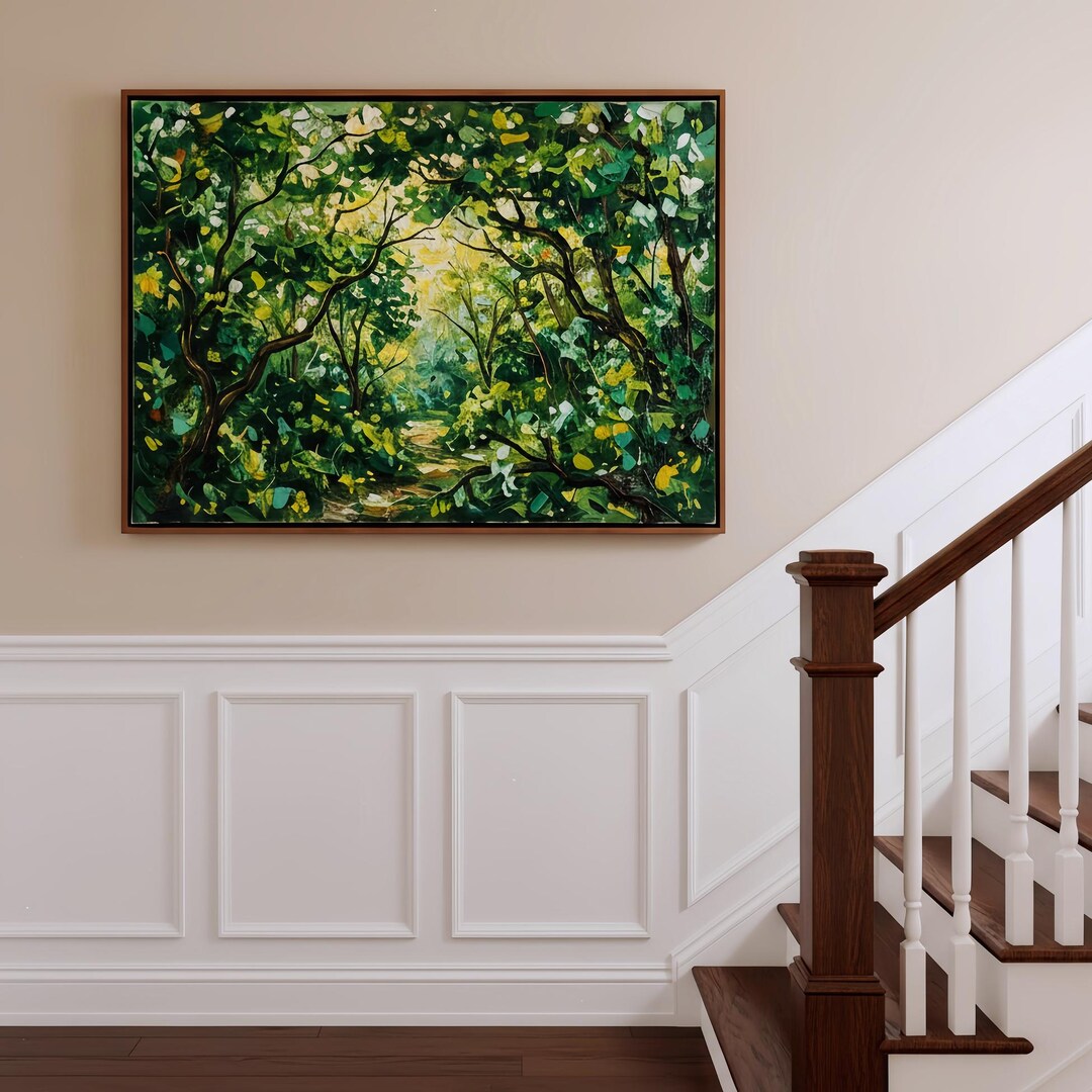 Original Textured Green Forest Path Oil Painting,forest Serenity Art ...