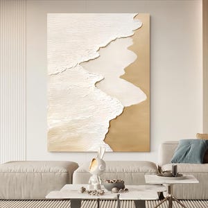Abstract Ocean Waves Painting on Canvas Hand-Painted Coastal Textured Canvas Art Large Beach Wall Decor Custom Seascape Art Framed Wave Art
