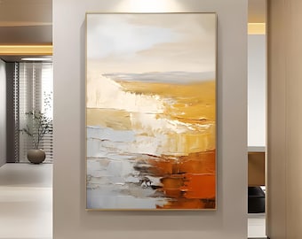 Horizonte del desierto – Pintura abstracta de la hora dorada