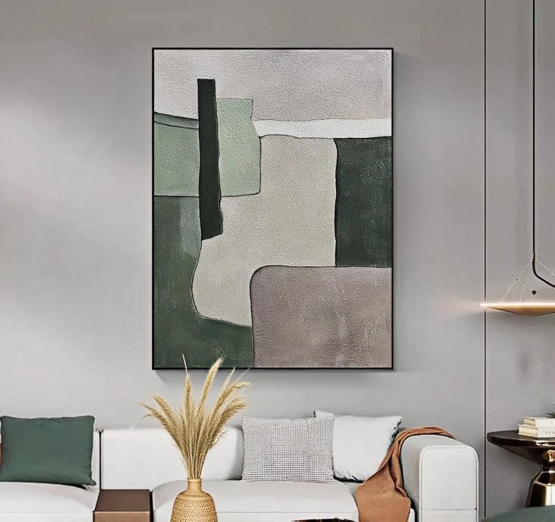 Large Abstract Geometric Painting, Modern Minimalist Canvas Wall Art - Etsy