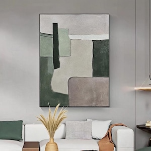 Large Abstract Canvas Wall Art, Original Geometric Acrylic Painting on Canvas, Modern Minimalist Oil Painting for Living Room, Bedroom Decor