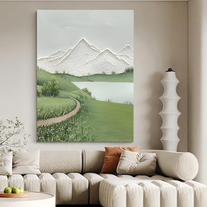Large Abstract Mountain Oil Painting On Canvas, Original Natural Landscape Painting, Mountain Texture Wall Art Custom Living Room Wall Decor