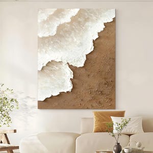 Beach Oil Painting Large Beach Wave Wall Art Textured Canvas Hand-Painted Ocean Seascape Modern Home Decor 3D Artwork