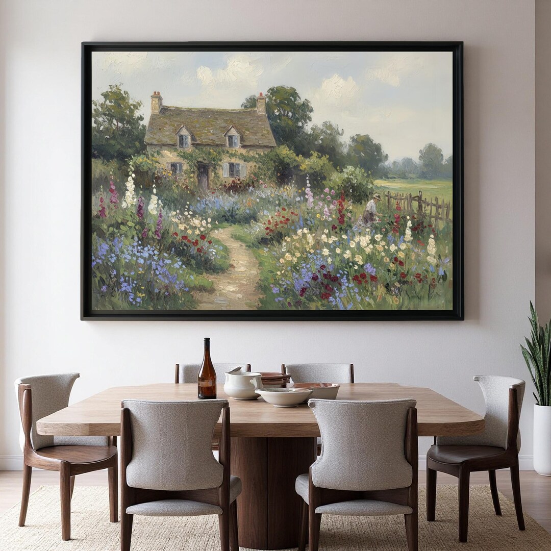 Large Original Cottage Garden Oil Painting,countryside Landscape Art ...
