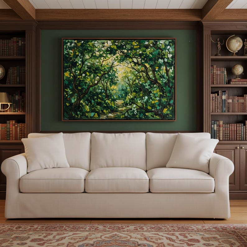 Original Textured Green Forest Path Oil Painting,forest Serenity Art ...
