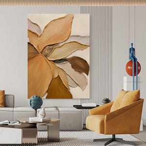 Yellow Flower Oil Painting On Canvas 3D Yellow Textured Floral Wall Art Flower Modern Nature-Inspired Artwork Elegant Room Decor