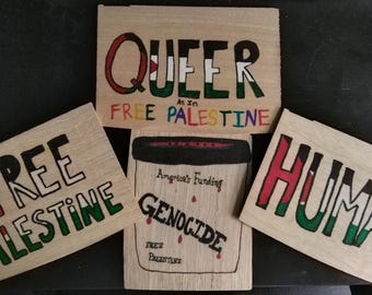 Political Art Postcard - Free Palestine, Queer, Human
