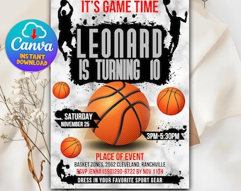Basketball Birthday Invitation, Basketball Birthday, Sport Invitation, Basketball Editable Instant Download