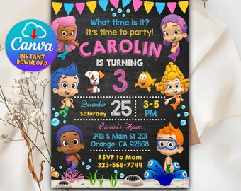 Bubble Guppies Invitation, Bubble Guppies Birthday Invitation, Bubble Guppies Instant Download, Bubble Guppies Birthday, Bubble Guppies