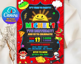 Ryan's World Birthday Invitation, Ryan's World Birthday, Editable Ryan's World Invitation, Ryan's World Party, Ryans World Printable Digital