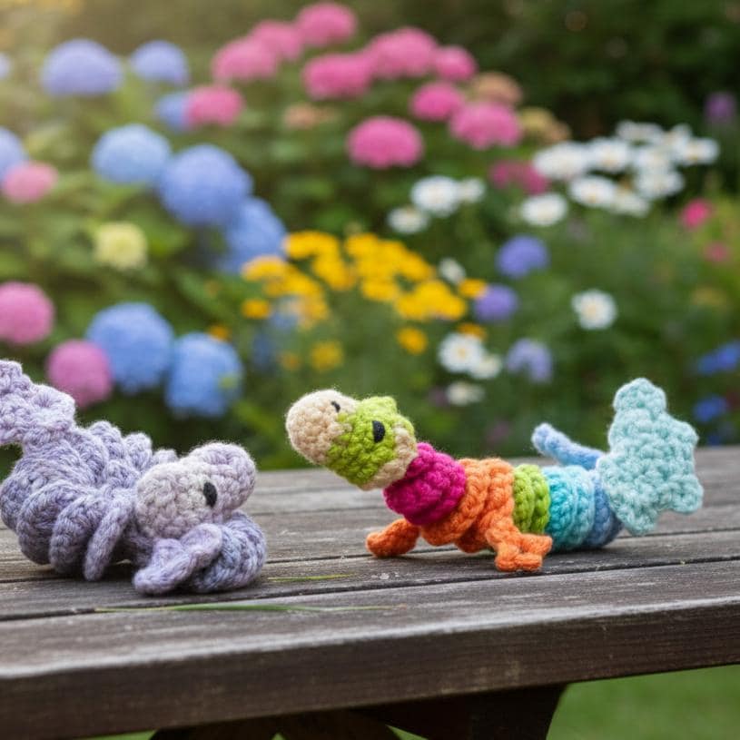 40 Crochet Snails, Slugs, Caterpillars, and Worms Patterns Worth Noticing 25 Worry Worm Spiral Dragon Amigurumi