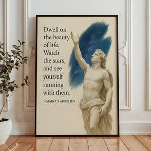 Marcus Aurelius Literary Art Print, Meditations Quote, Philosopher Art, Book Lover Gift