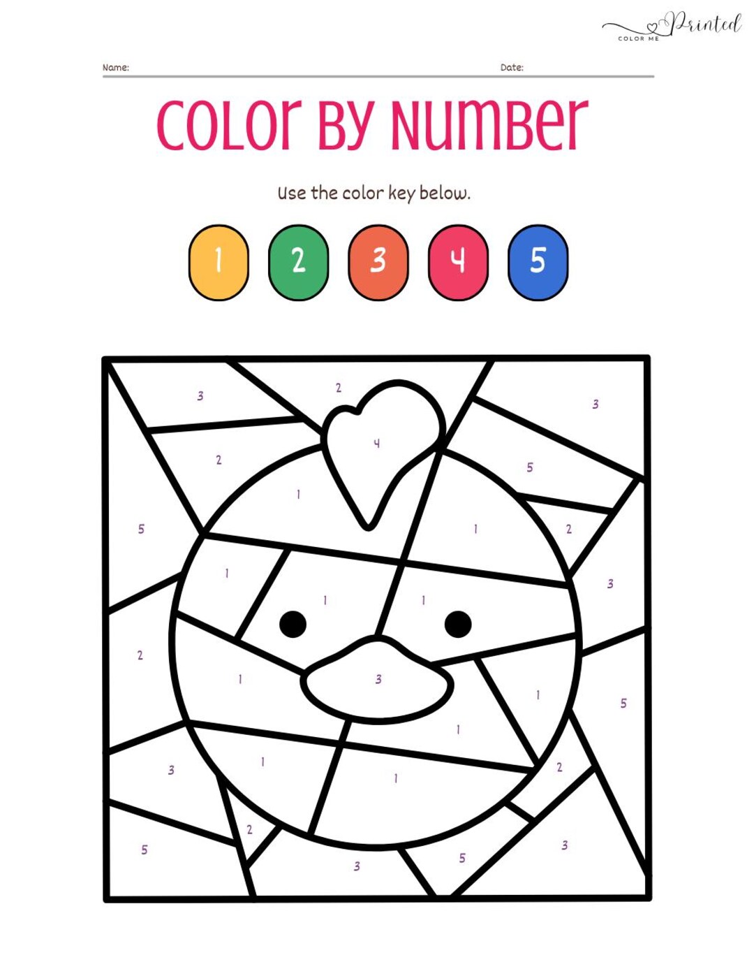 Color by Number Worksheet for Kids | Printable Math Activity ...