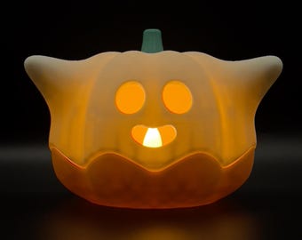 3D Printed Ghost Pumpkin Tea Light Holder | Spooky Halloween Fall Decor