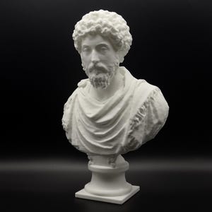 Marcus Aurelius Bust | 3D Printed Roman Emperor Statue | Stoic Philosopher Decor | Elegant Desk or Bookshelf Sculpture