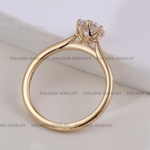 1 CT rond geslepen moissaniet verlovingsring bloemen op de natuur geïnspireerde ring klassieke 6-tanden solitaire ring tulp setting ring vintage ring