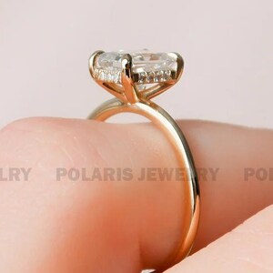 1.25CT Radiant Cut Moissanite Ring Radiant Engagement Ring Radiant Moissanite Solitaire Ring HiddenHalo Engagement Ring Dainty Proposal Ring
