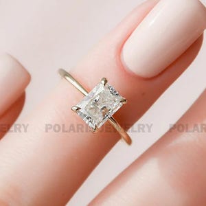 Anillo de compromiso de oro blanco sólido de 14 k para mujer, con diamante cultivado en laboratorio de talla radiante, certificado IGI, color E, de 1,25 quilates y halo oculto.