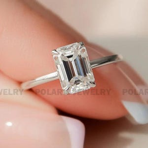Hidden Halo Emerald Cut Lab Grown Diamond Ring 2.0CT Diamond Engagement Ring 18K Yellow Gold Diamond Ring IGI Certified Emerald Diamond Ring