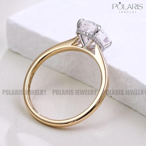 Cushion Cut Moissanite Hidden Halo Engagement Ring Wedding Ring for Her Anniversary Ring for Women Splint Shank Cushion Cut Solitaire Ring