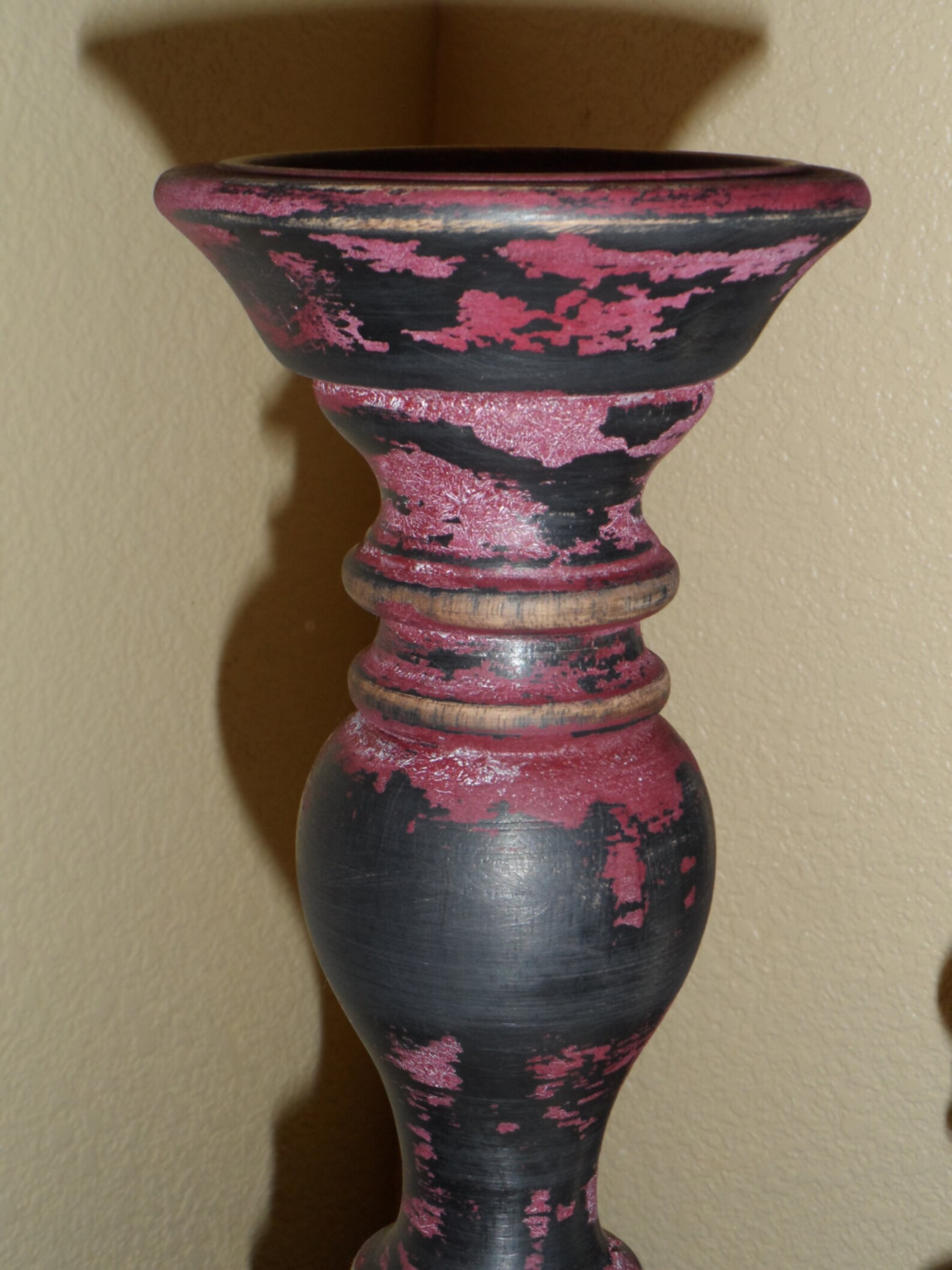 Shabby Chic Chunky Wooden Candle Holder 2 Piece Set Upcycled Etsy