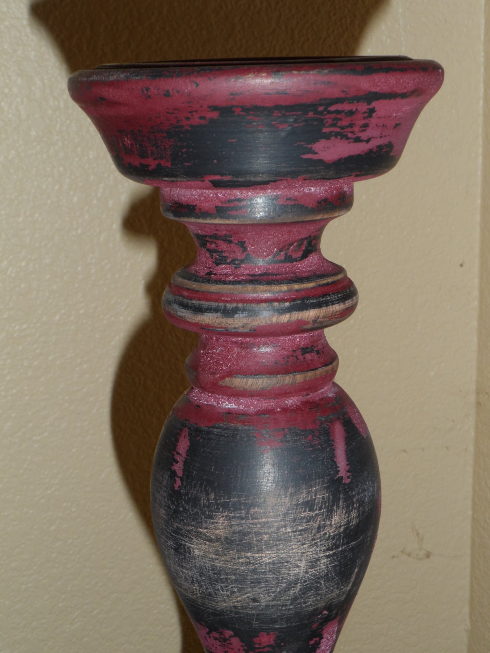 Shabby Chic Chunky Wooden Candle Holder 2 Piece Set Upcycled Etsy