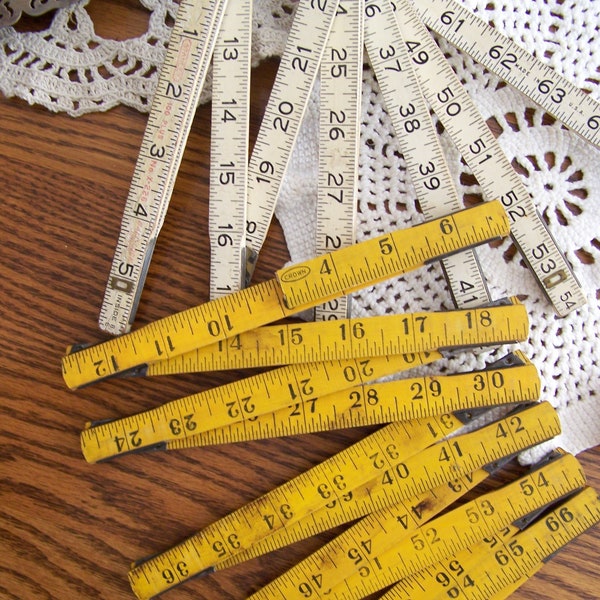 2  Antique Folding Wooden Rulers Folding Rulers Antique Wooden Tape Measure Antique Stanley Wooden Foldable Yardstick