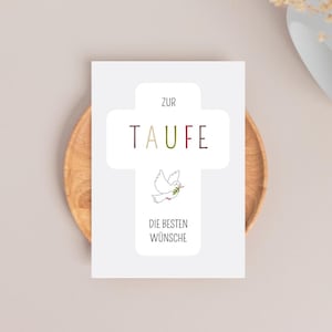 Zur Taufe die besten Wünsche | Sofort Download | Taube | Kreuz | 5"x7"