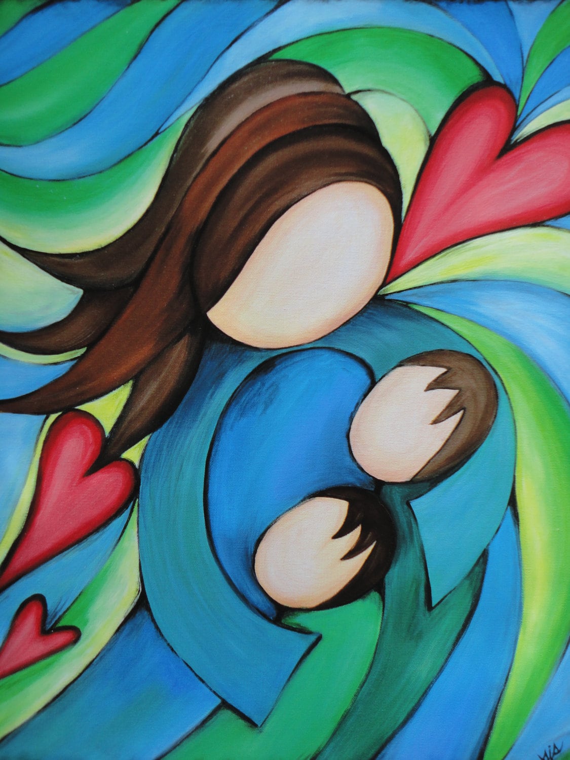 Abstract motherhood art print abstract mom and kids fine art Etsy