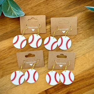 Baseball Earrings | Lightweight Round Sports Earrings | Baseball Game Day Jewelry | Baseball Mom Gift