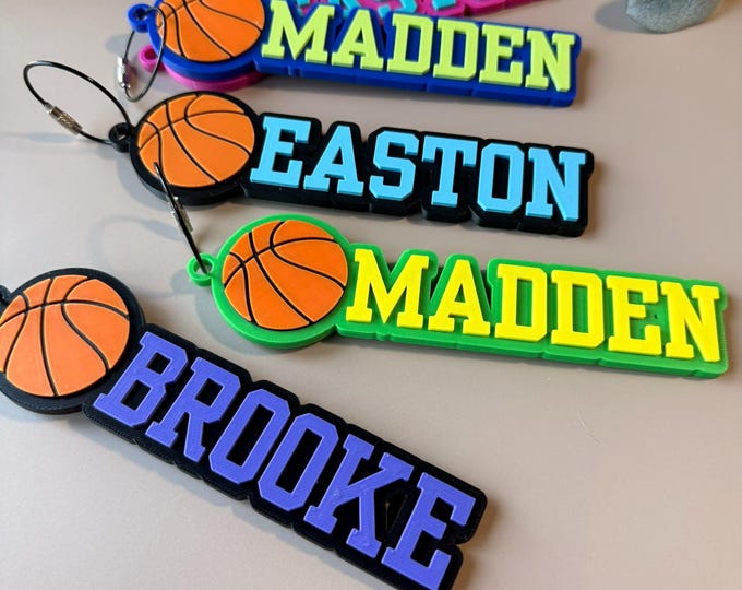 Personalized Basketball Keychain | Backpack Tags, Bag Tag, Kid's Name Tags, Sport Keyrings, Charms