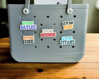 Bogg Bag Personalized “LET’S GO!” Charm – Team Bits | Sports Mom Gift | Cheer • Football • Softball • Baseball • Soccer • Basketball