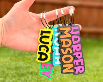 Personalized Kids Backpack Tag | Custom Name Keychain | Bag Tag for Lunch Box, Backpack, Water Bottle & Beach Bag