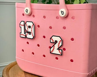 Baseball Number Bogg Bag Charms – Personalized 3D Printed Jersey Numbers – Custom Baseball Bag Tag – Approx. 3"x3"